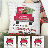 Personalized Dog  Red Truck Christmas The Most Wonderful Time  Pillow OB22 87O34 thumb 1