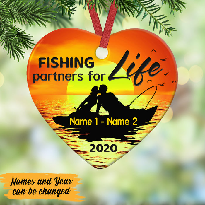 Personalized Fishing Husband & Wife  Heart Ornament DB11 95O47 1