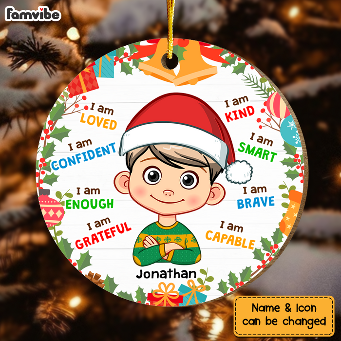 Personalized Christmas Gift For Grandson I Am Kind Wreaths Circle Ornament 30192 1