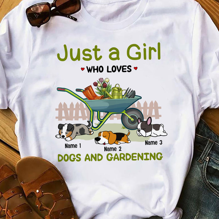 Personalized Just A Girl Loving Dogs & Gardening T Shirt MR171 95O58 1