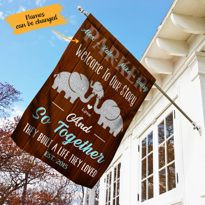 Personalized Elephant Family Together Built A Life Flag AG201 65O65 1