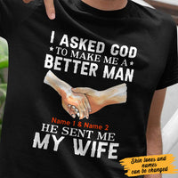 Personalized Couple Husband Wife Asked God T Shirt MR242 81O60 thumb 1