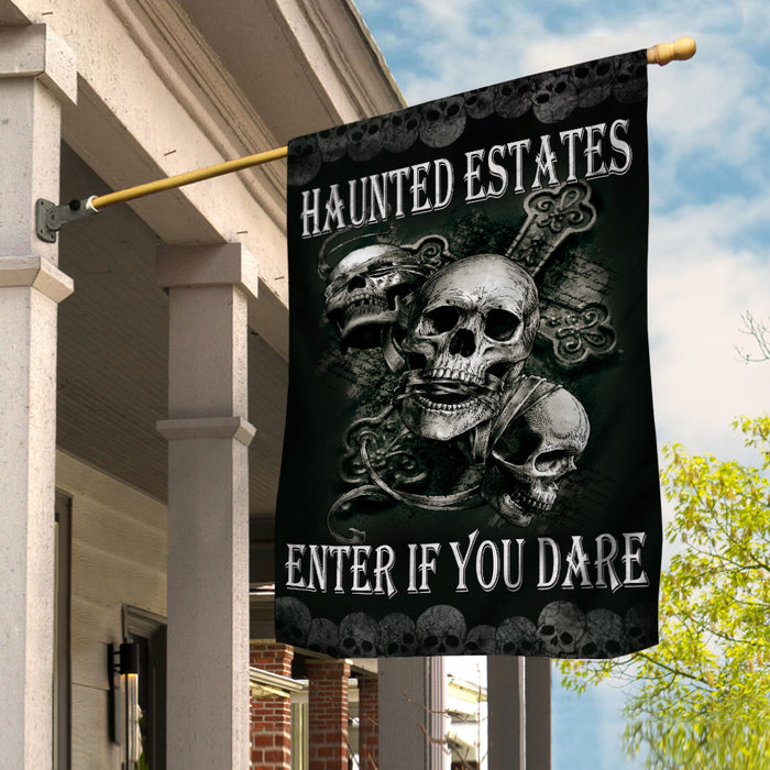 Skull Haunted Estates Halloween Flag JL153 81O36 1