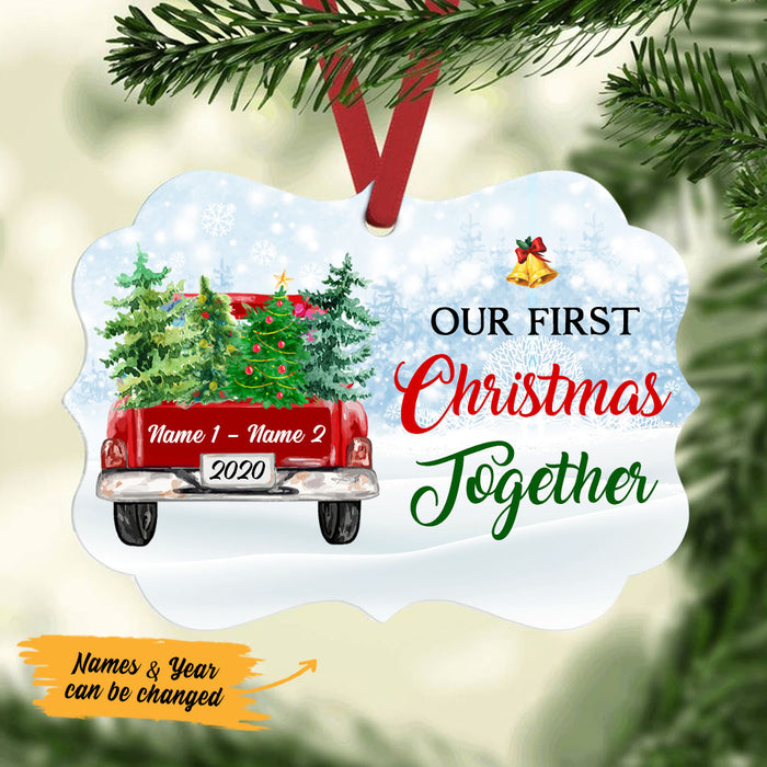 Personalized Red Truck Christmas Couple Benelux Ornament NB123 81O53 1