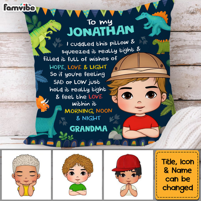 Personalized Gift For Grandson To My Grandson Dinosaur Theme Kid Pillow 30690 1