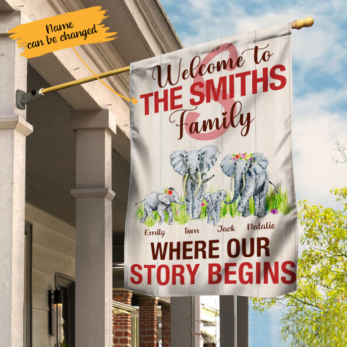 Personalized Elephant Family Flag AG204 73O65 1