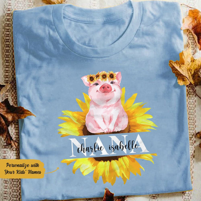 Personalized Grandma Sunflower Pig White T Shirt JN164 95O58 1