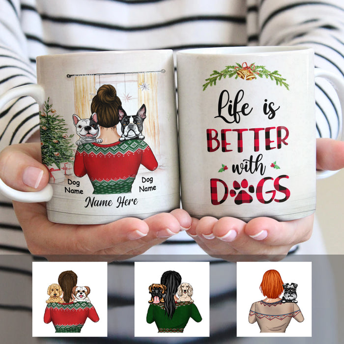 Personalized Dog Mom Life is Better Christmas Mug NB71 95O57 1
