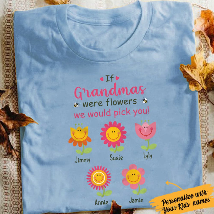 Personalized Grandma Flower White T Shirt JN182 95O47 1