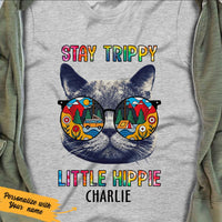 Personalized Hippie Cat White T Shirt JN183 67O47 thumb 1