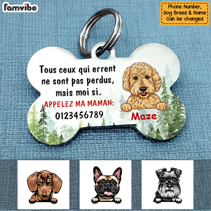 Personalized Dog Lost Chien French Bone Pet Tag AP94 81O58 1
