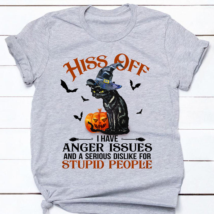 Black Cat Hiss Off Halloween Gold T Shirt JL175 85O58 1