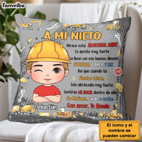 Personalized Spanish Gift A Mi Nieto Excavators Construction Machines Pillow 30741 thumb 1