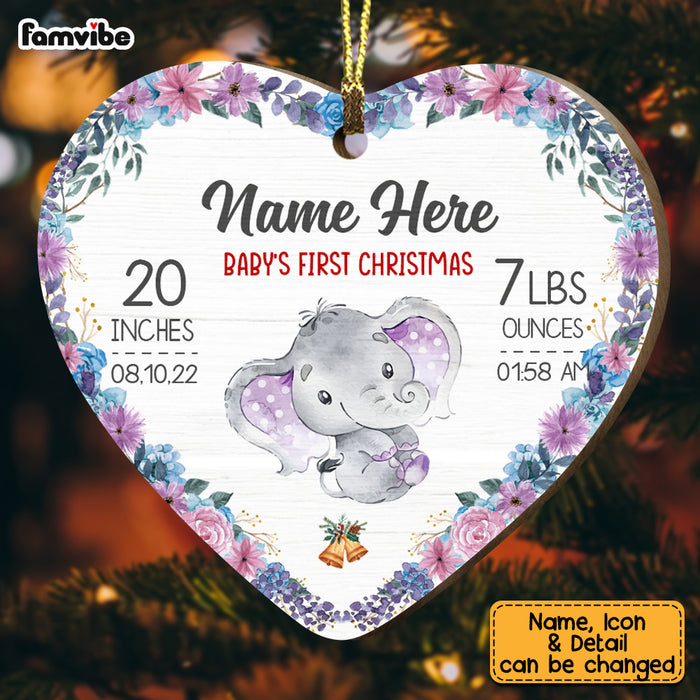 Personalized Elephant Baby First Christmas Heart Ornament AG186 73O58 1