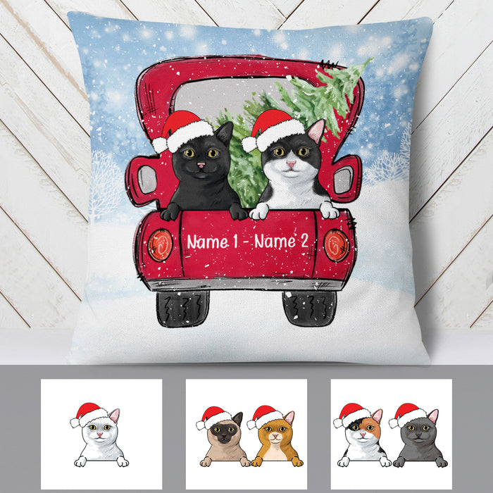 Personalized Cat Red Truck Christmas Pillow OB202 81O34 1