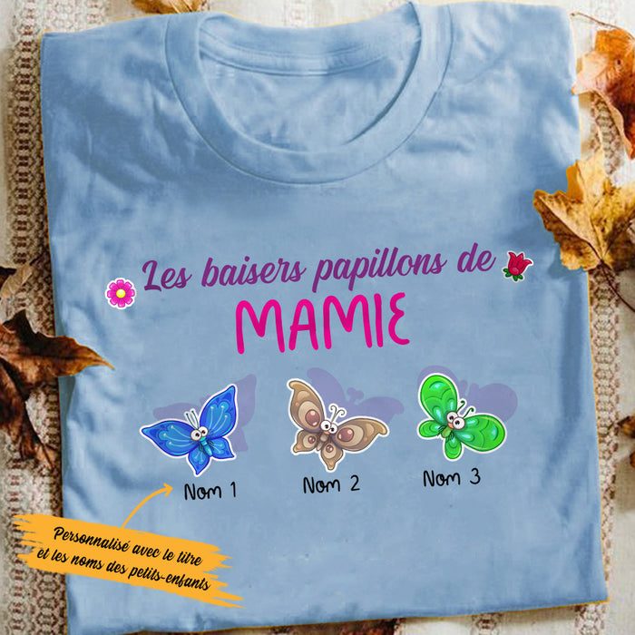 Personalized Grandma Butterfly Grand-mère French T Shirt AP95 30O53 1