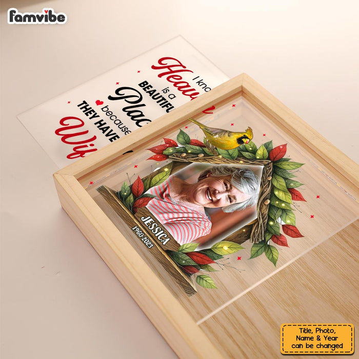 Personalized Memorial Gift Cardinal I Know Heaven Is A Beautiful Place Picture Frame Light Box 31602 1