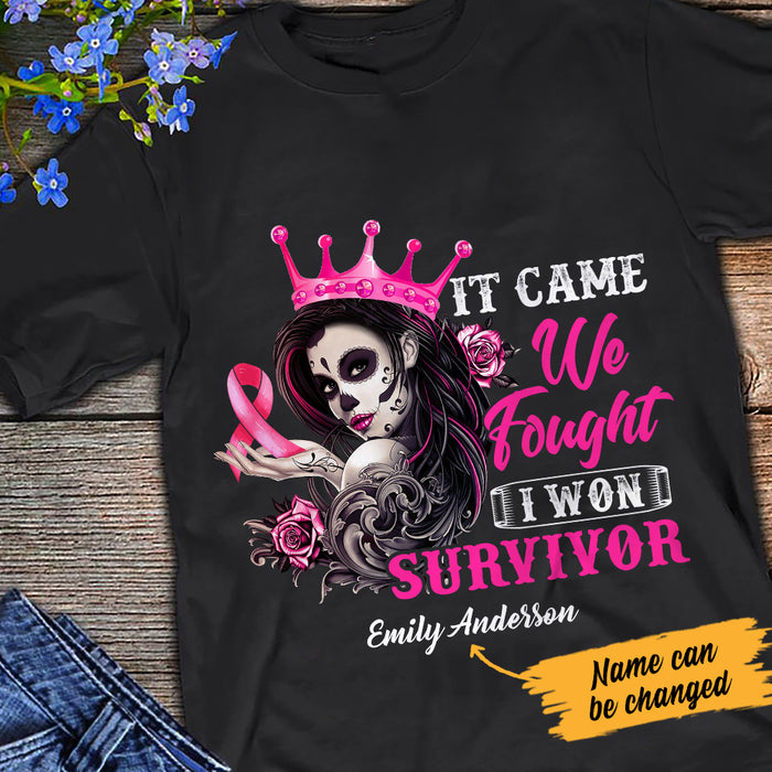 Personalized I Won Skull Girl Breast Cancer T Shirt AG261 29O47 1