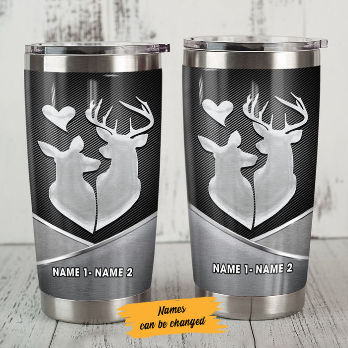 Personalized Deer Hunting Couple Steel Tumbler  JR138 81O60 1
