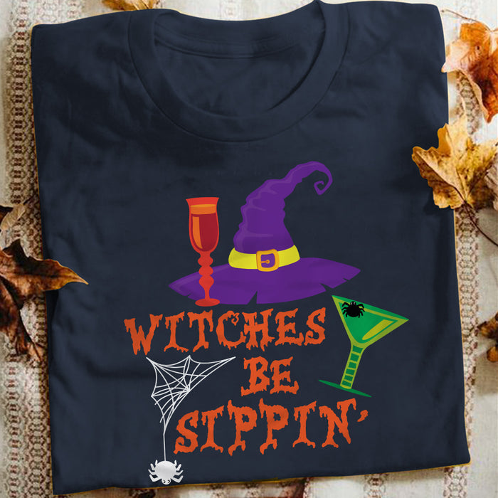 Wine Witch Witches Be Sippin' Halloween T Shirt JL241 26O53 1