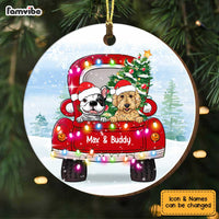 Personalized Dog Lover Red Truck Christmas Leds Circle Ornament OB126 58O34 thumb 1