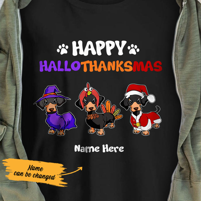 Personalized Halloween Thanksgiving Christmas Dachshund T Shirt OB53 85O58 1