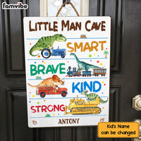 Personalized Gift For Grandson Little Man Cave Dinosaur Wood Sign 28247 thumb 1