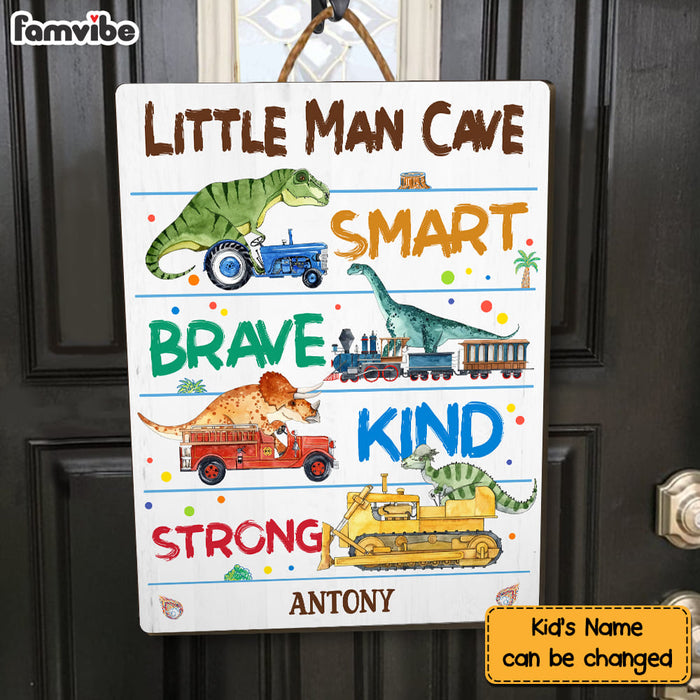 Personalized Gift For Grandson Little Man Cave Dinosaur Wood Sign 28247 1