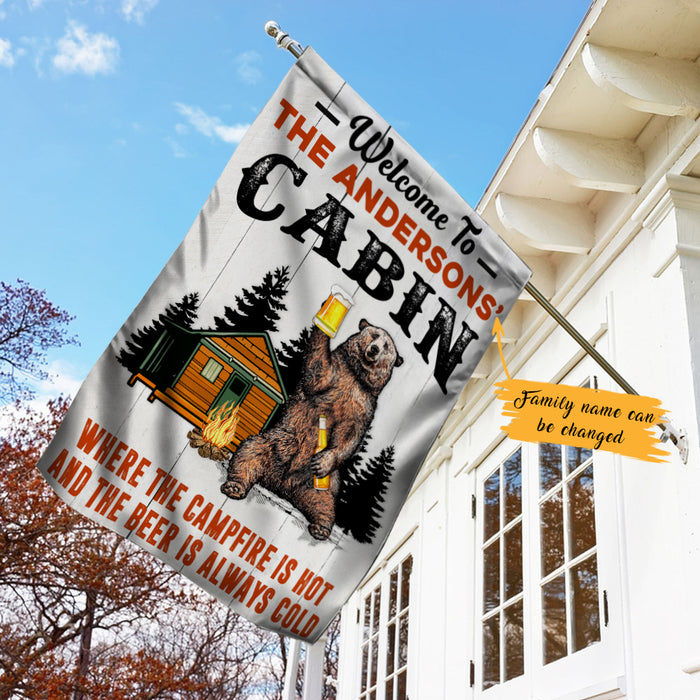 Personalized Forest Cabin Hot Campfire Cold Beer Flag AG172 65O47 1