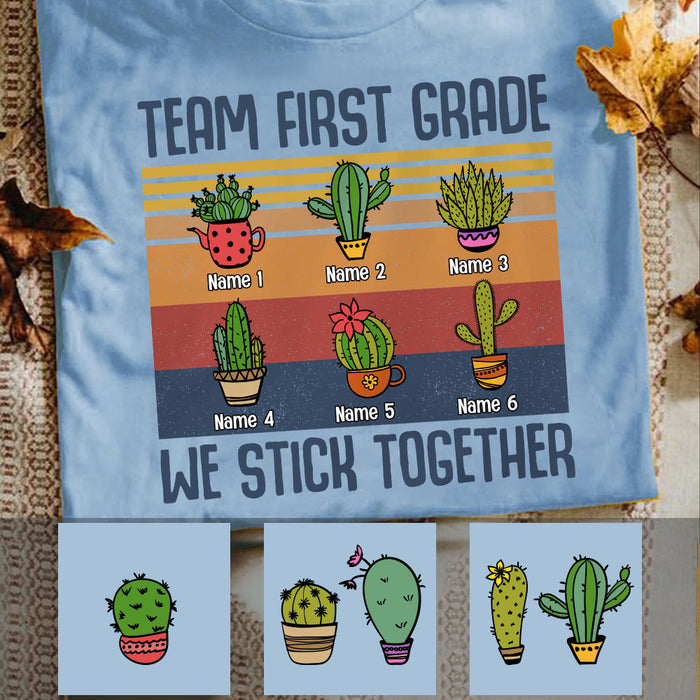 Personalized Teacher Cactus Stick Together T Shirt JN283 30O53 1