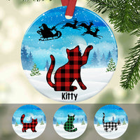 Personalized Cat Santa Sleigh Christmas  Ornament OB262 95O53 thumb 1