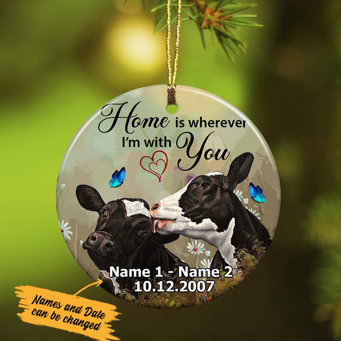 Personalized Cow Couple Home Is  Ornament SB144 65O34 1