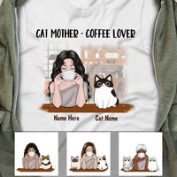 Personalized Coffee Lover Cat Mom T Shirt JR251 65O57 thumb 1