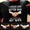 Personalized Couple Husband Wife Asked God T Shirt MR242 81O60 1