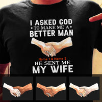 Personalized Couple Husband Wife Asked God T Shirt MR242 81O60 thumb 1