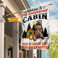 Personalized Forest Cabin Hot Campfire Cold Beer Flag AG172 65O47 thumb 1