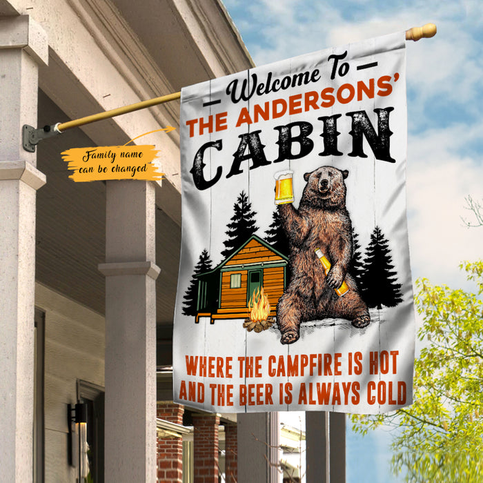 Personalized Forest Cabin Hot Campfire Cold Beer Flag AG172 65O47 1