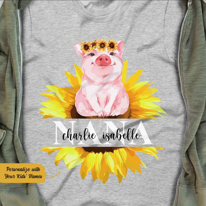 Personalized Grandma Sunflower Pig White T Shirt JN164 95O58 1