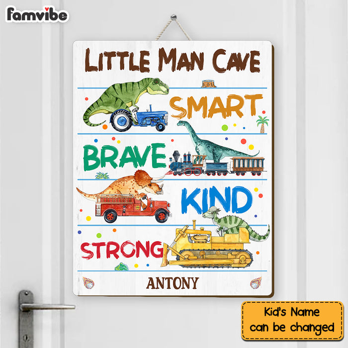 Personalized Gift For Grandson Little Man Cave Dinosaur Wood Sign 28247 1