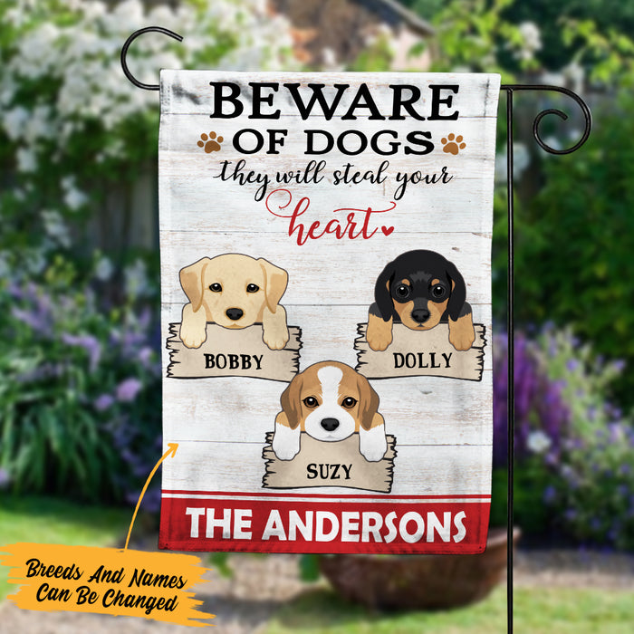 Personalized Beware Of Dog Garden Flag JL82 30O57 1