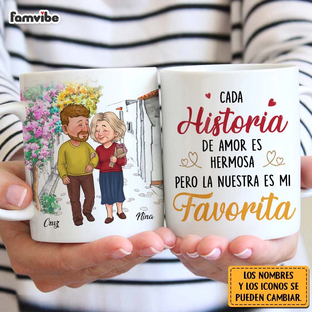 Personalized Couple Spanish Cada Historia De Amor Es Hermosa Mug 31073 Primary Mockup