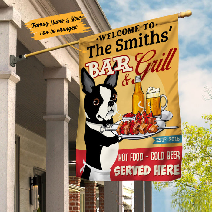 Personalized Boston Terrier Dog Bar And Grill Flag AG181 65O53 1
