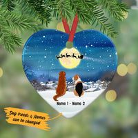Personalized Dog Christmas Watching Santa  Heart Ornament OB263 81O53 thumb 1
