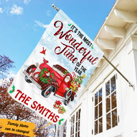 Personalized The Most Wonderful Time Red Truck Christmas Flag OB192 87O53 thumb 1