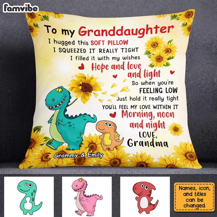 Personalized To Granddaughter Sunflower Hug This Pillow AG224 58O31 1