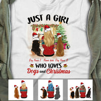 Personalized Just A Girl Who Loves Dogs and Christmas T Shirt NB52 99O34 thumb 1