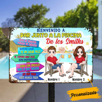 Personalized Family Pool Poolside Outdoor Spanish Metal Sign JR257 24O57 thumb 1