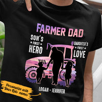 Personalized Farmer Dad Son and Daughter's Hero Tractor T Shirt JL282 28O47 thumb 1