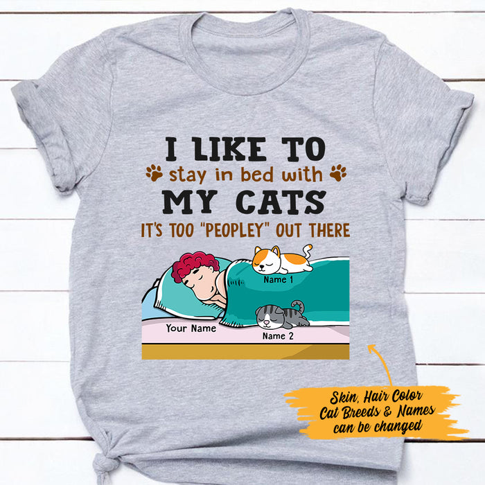 Personalized Stay In Bed With My Cat T Shirt  JR131 29O47 1