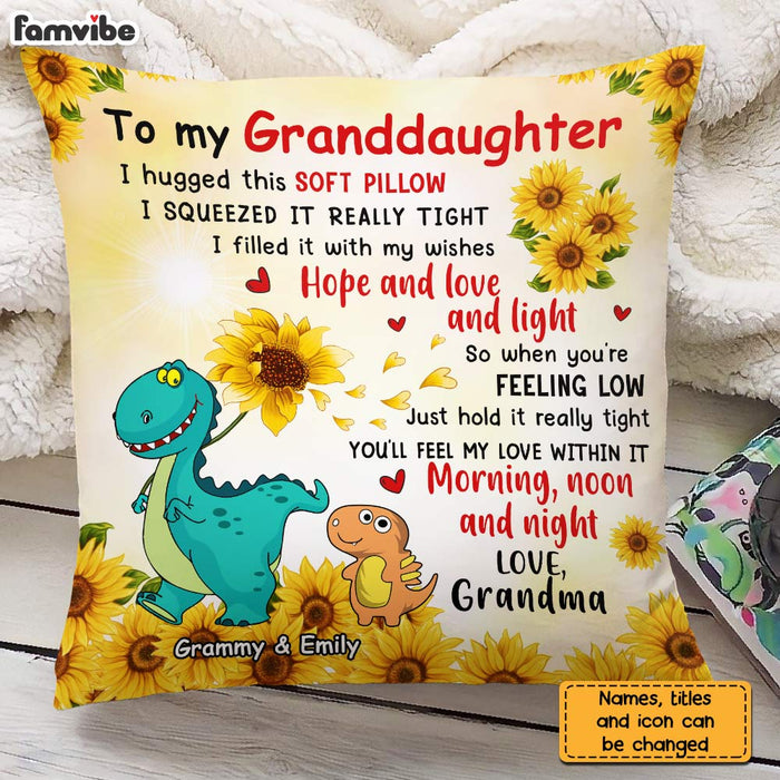 Personalized To Granddaughter Sunflower Hug This Pillow AG224 58O31 1